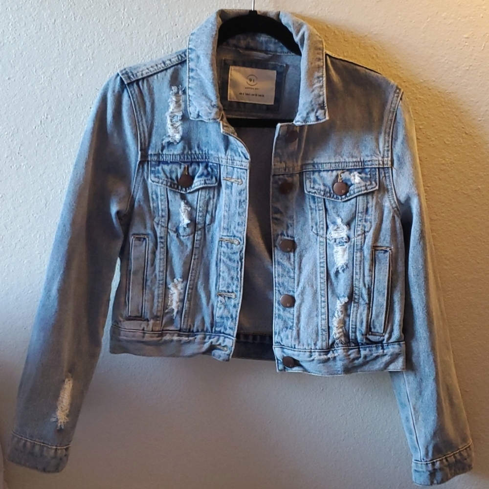 Cotton On Distressed Denim Jacket Size 2